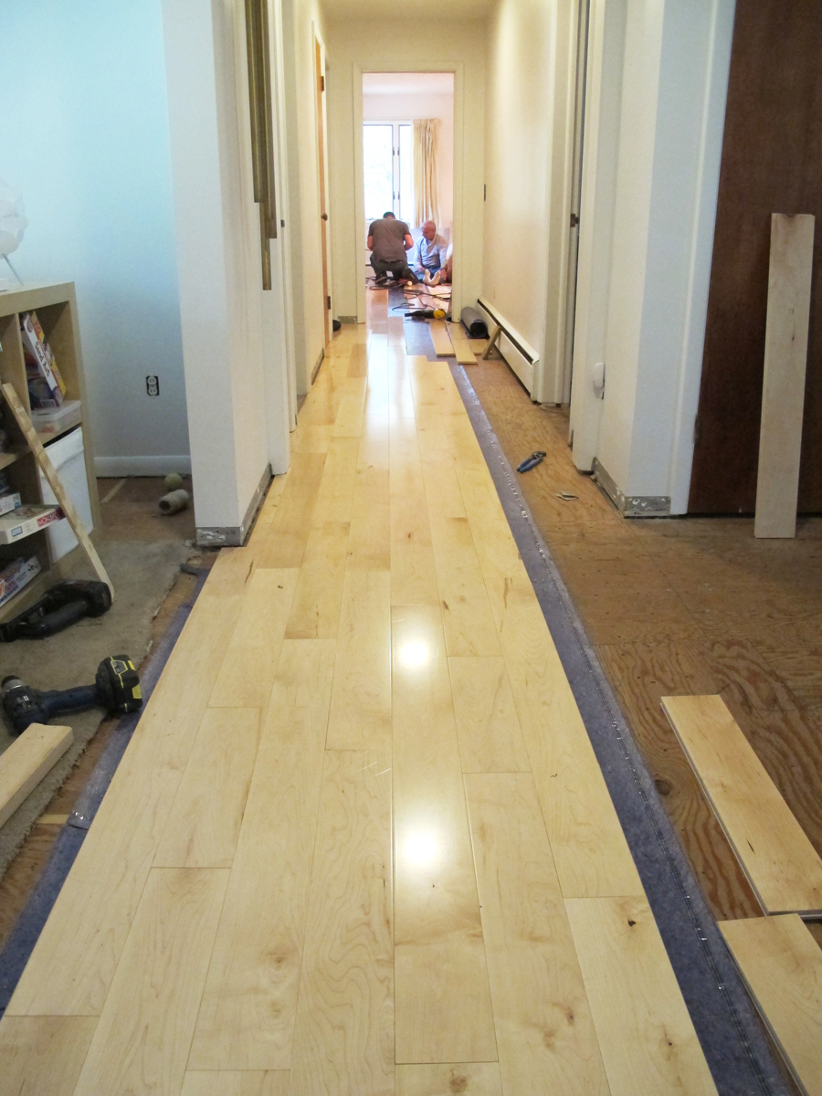 Installing the maple floors in