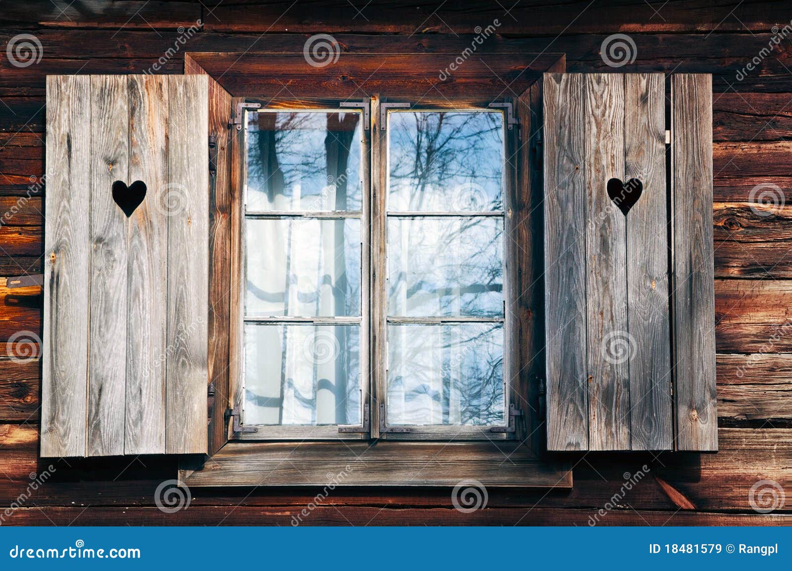 Old window shutters in wooden
